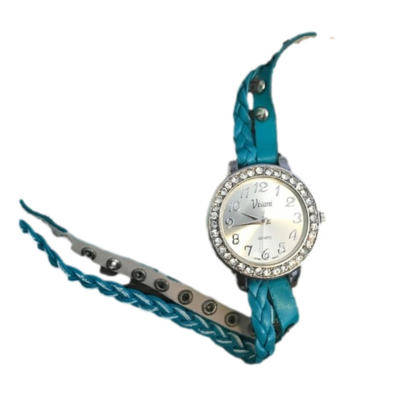 Turquoise wrap wrist watch silver studded strap needs battery - Picture 4 of 6